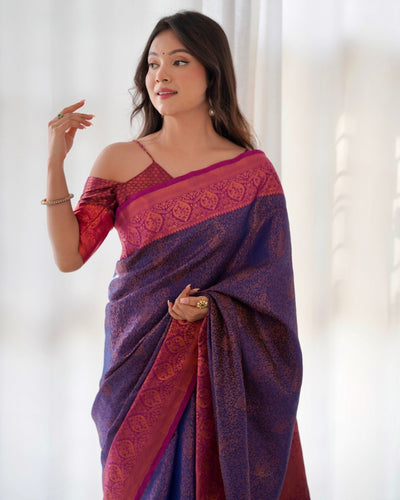 Pure Kanjivaram Silk Saree Weaved With Copper Zari - Almaari Fashion