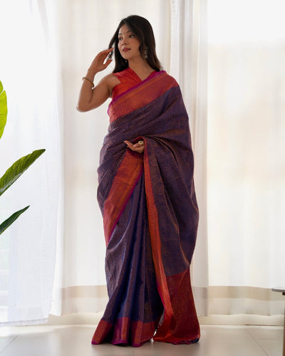 Pure Kanjivaram Silk Saree Weaved With Copper Zari - Almaari Fashion