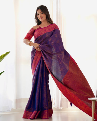 Pure Kanjivaram Silk Saree Weaved With Copper Zari - Almaari Fashion