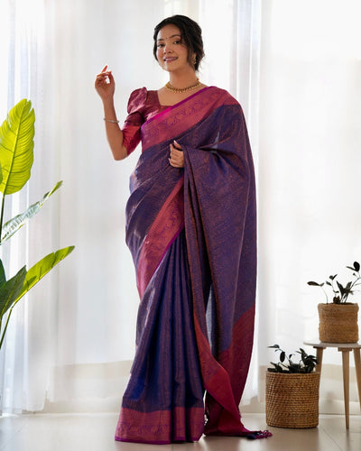 Pure Kanjivaram Silk Saree Weaved With Copper Zari - Almaari Fashion