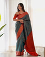 Pure Banarasi Silk Saree Weaved With Copper Zari