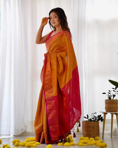 Pure Kanjivaram Silk Saree Weaved With Copper Zari - Almaari Fashion