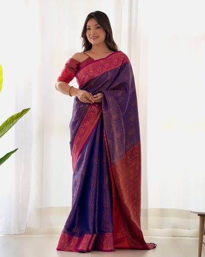 Pure Kanjivaram Silk Saree Weaved With Copper Zari - Almaari Fashion