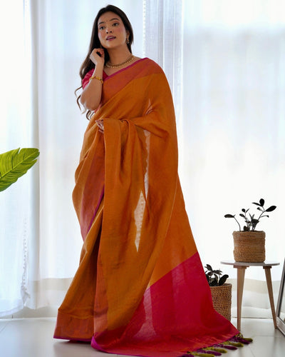 Pure Kanjivaram Silk Saree Weaved With Copper Zari - Almaari Fashion