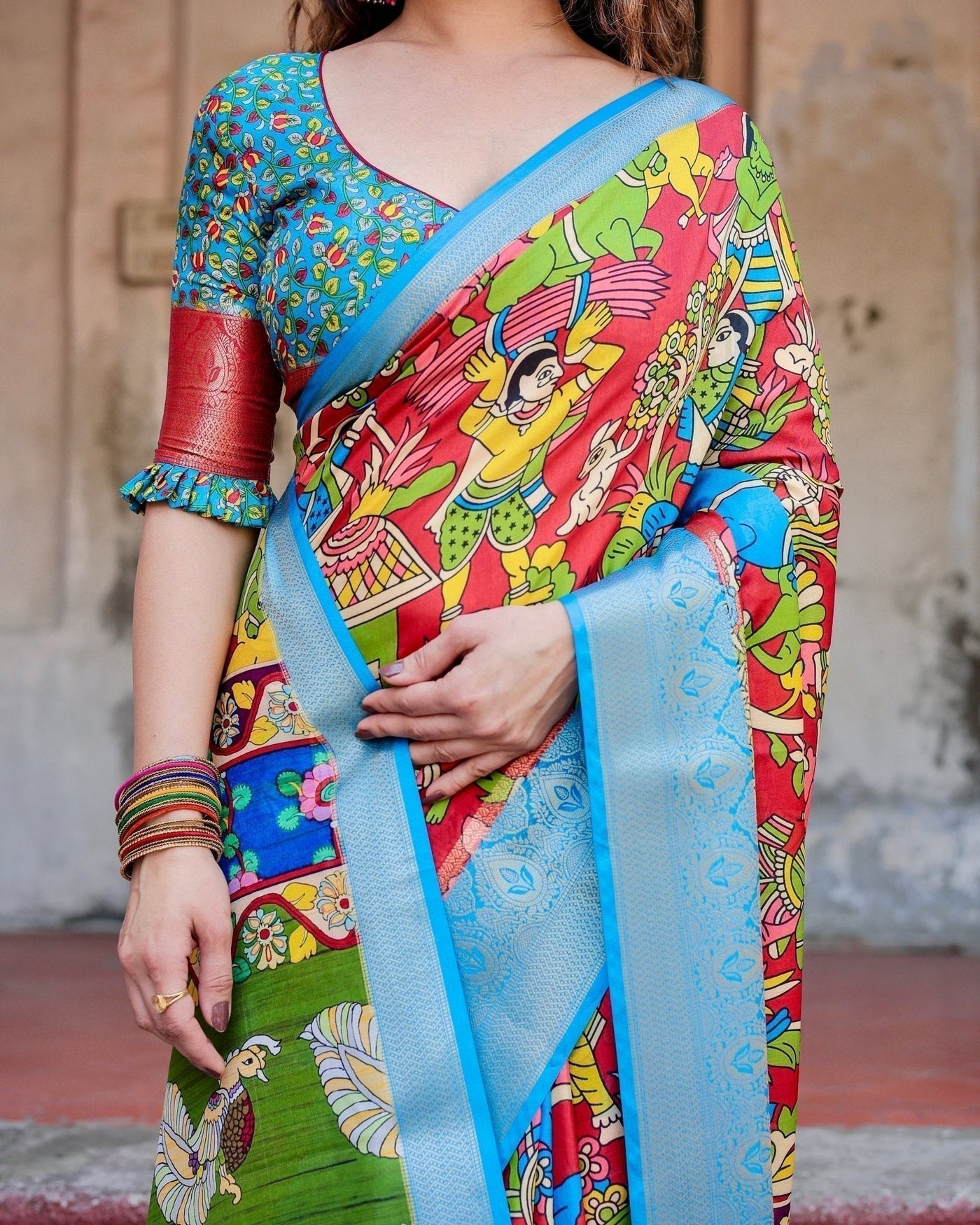 Pure Silk Digitally Printed Saree Weaved With Golden Zari Comes With Tassels - Almaari Fashion