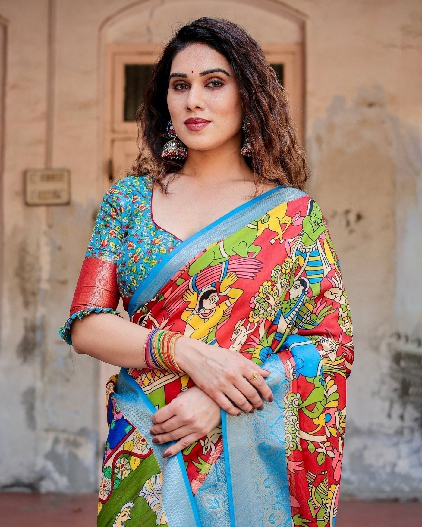 Pure Silk Digitally Printed Saree Weaved With Golden Zari Comes With Tassels - Almaari Fashion