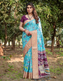 Pure Silk Digitally Printed Saree Weaved With Golden Zari Comes With Tassels