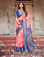 Pure Silk Digitally Printed Saree Weaved With Golden Zari Comes With Tassels