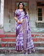 Pure Silk Digitally Printed Saree Weaved With Golden Zari Comes With Tassels