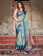 Pure Silk Digitally Printed Saree Weaved With Golden Zari Comes With Tassels