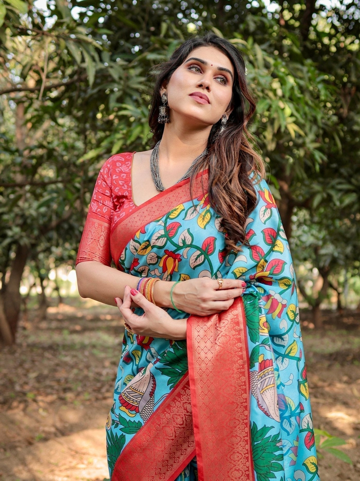 Pure Silk Digitally Printed Saree Weaved With Golden Zari Comes With Tassels - Almaari Fashion