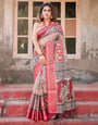 Beige Banarasi Silk Saree with Traditional Motifs and Ornamental Zari Border