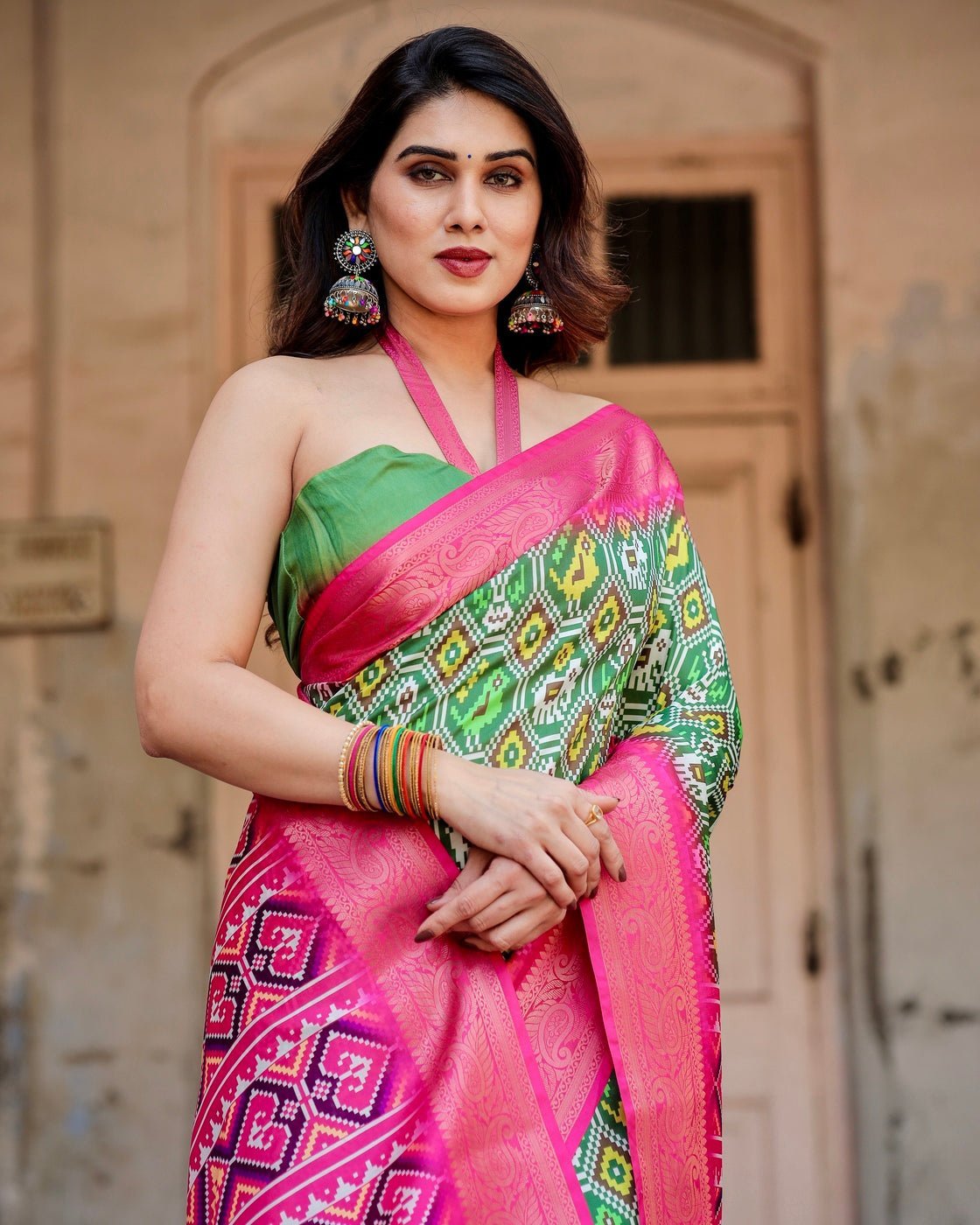 Pure Silk Digitally Printed Saree Weaved With Golden Zari Comes With Tassels - Almaari Fashion