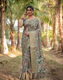 Pure Silk Digitally Printed Saree Weaved With Golden Zari Comes With Tassels