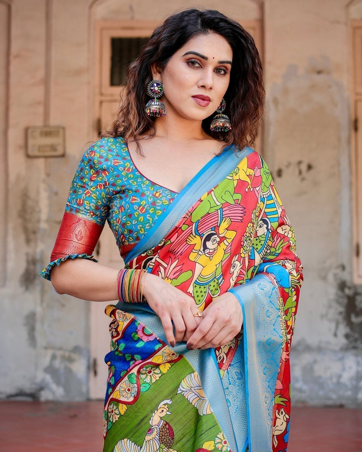 Pure Silk Digitally Printed Saree Weaved With Golden Zari Comes With Tassels - Almaari Fashion