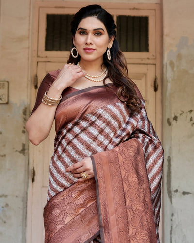 Pure Silk Saree Weaved With Zari Comes With Heavy Banarasi Brocade Blouse - Almaari Fashion