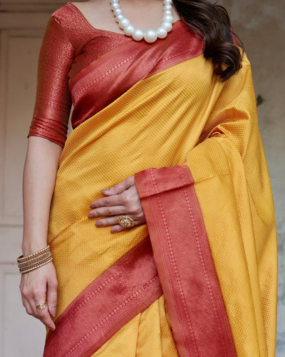 Pure Silk Saree Weaved With Zari Comes With Heavy Banarasi Brocade Blouse - Almaari Fashion