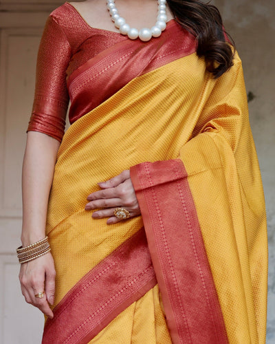 Pure Silk Saree Weaved With Zari Comes With Heavy Banarasi Brocade Blouse - Almaari Fashion