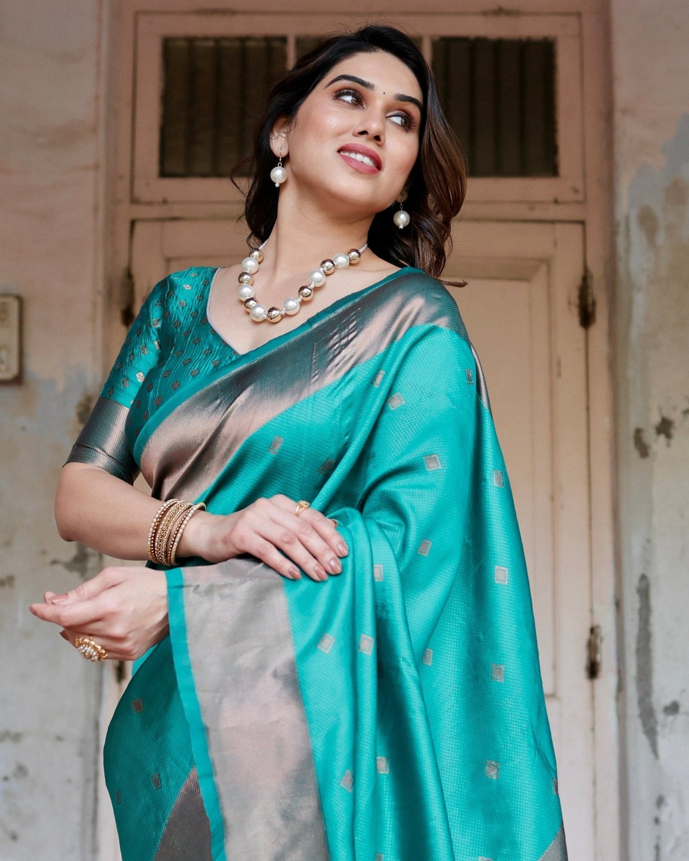 Pure Silk Saree Weaved With Zari Comes With Heavy Banarasi Brocade Blouse - Almaari Fashion