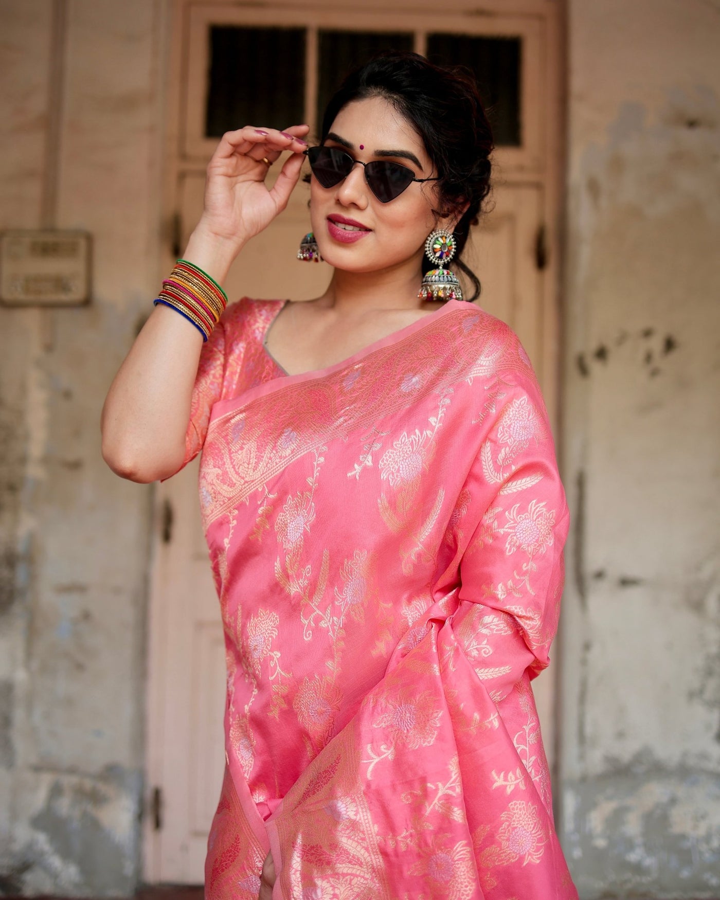 Pure Silk Saree Weaved With Zari Comes With Heavy Banarasi Brocade Blouse - Almaari Fashion