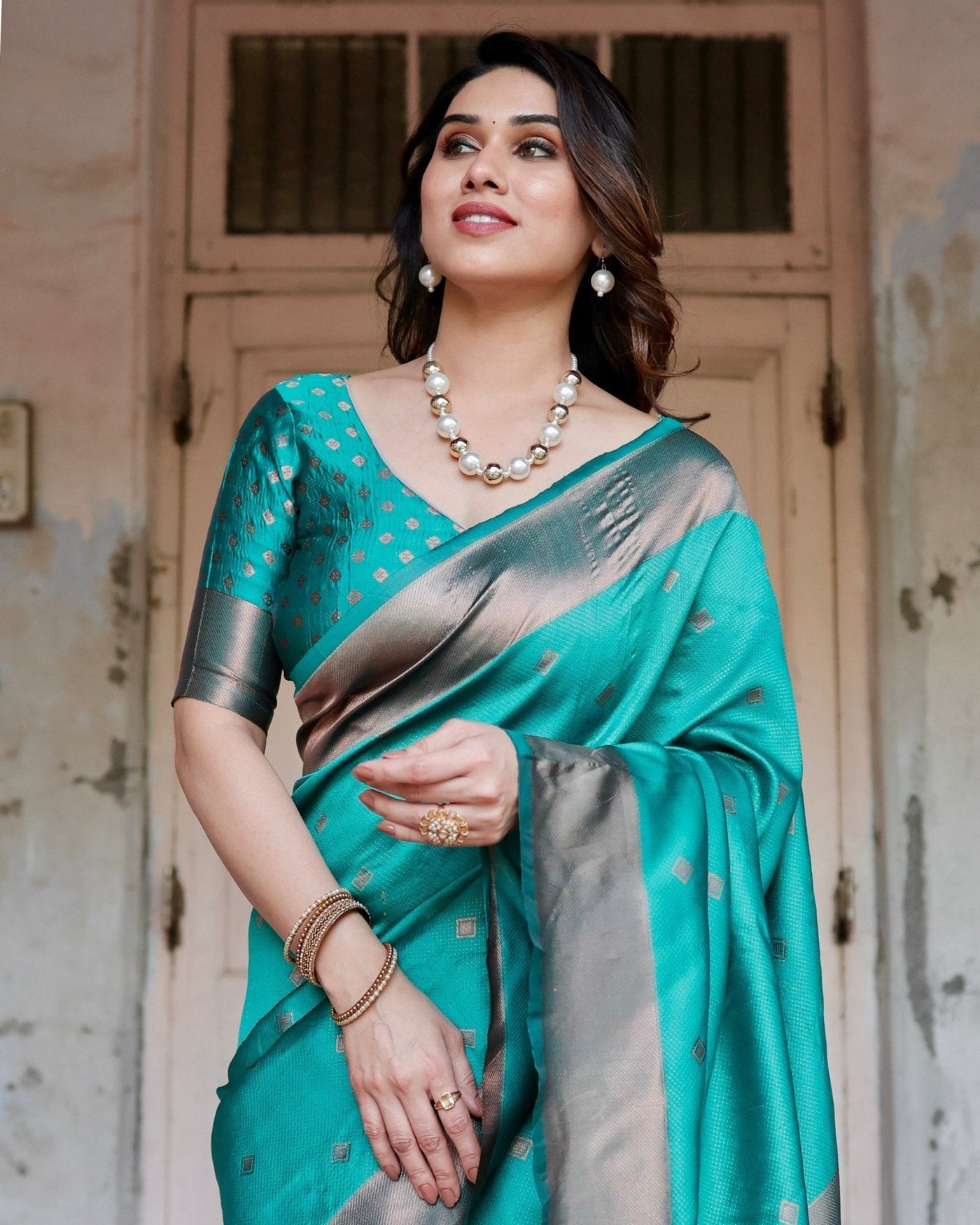 Pure Silk Saree Weaved With Zari Comes With Heavy Banarasi Brocade Blouse - Almaari Fashion