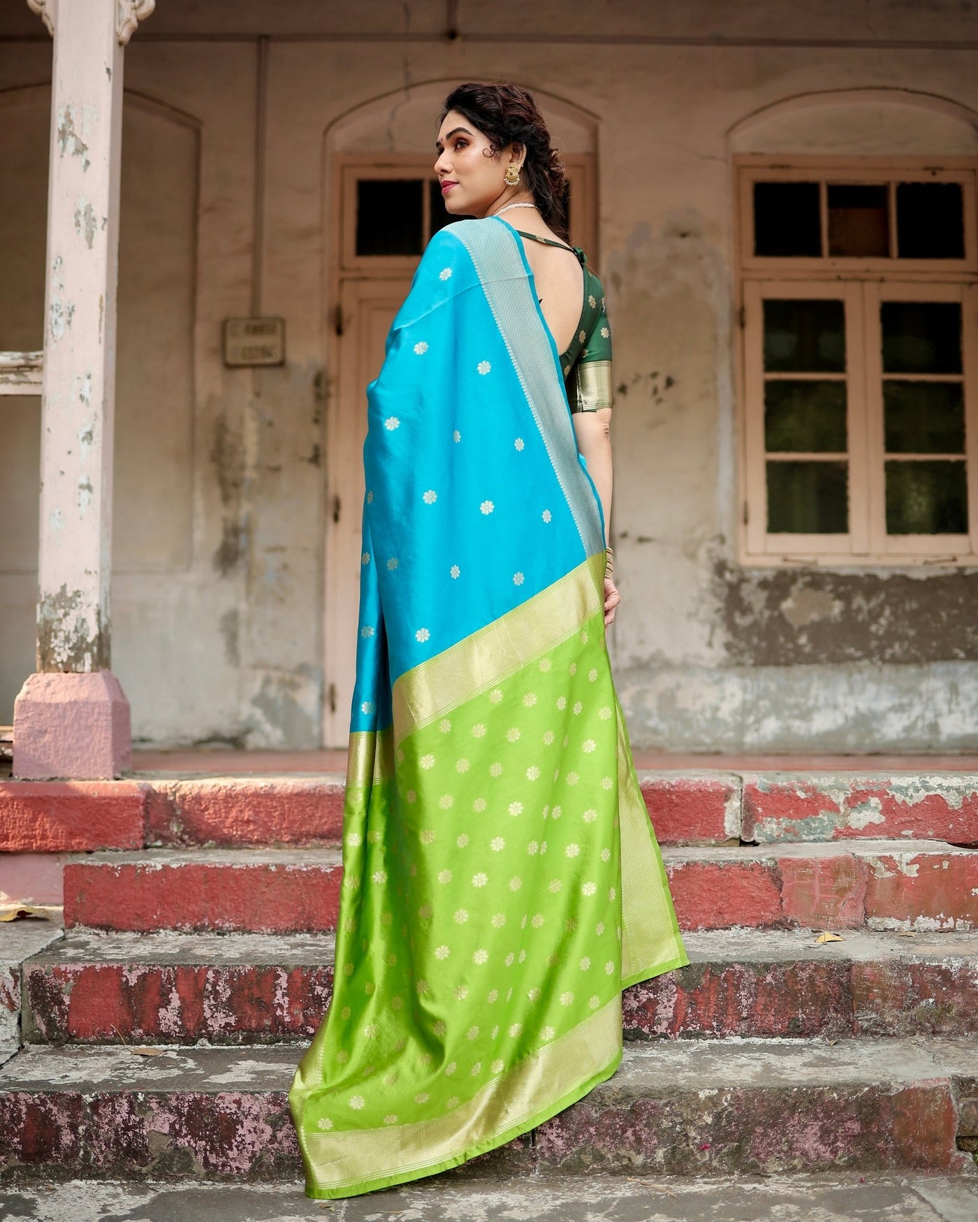 Pure Silk Saree Weaved With Zari Comes With Heavy Banarasi Brocade Blouse - Almaari Fashion