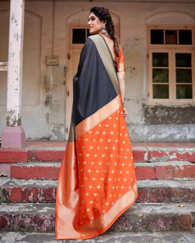 Pure Silk Saree Weaved With Zari Comes With Heavy Banarasi Brocade Blouse - Almaari Fashion