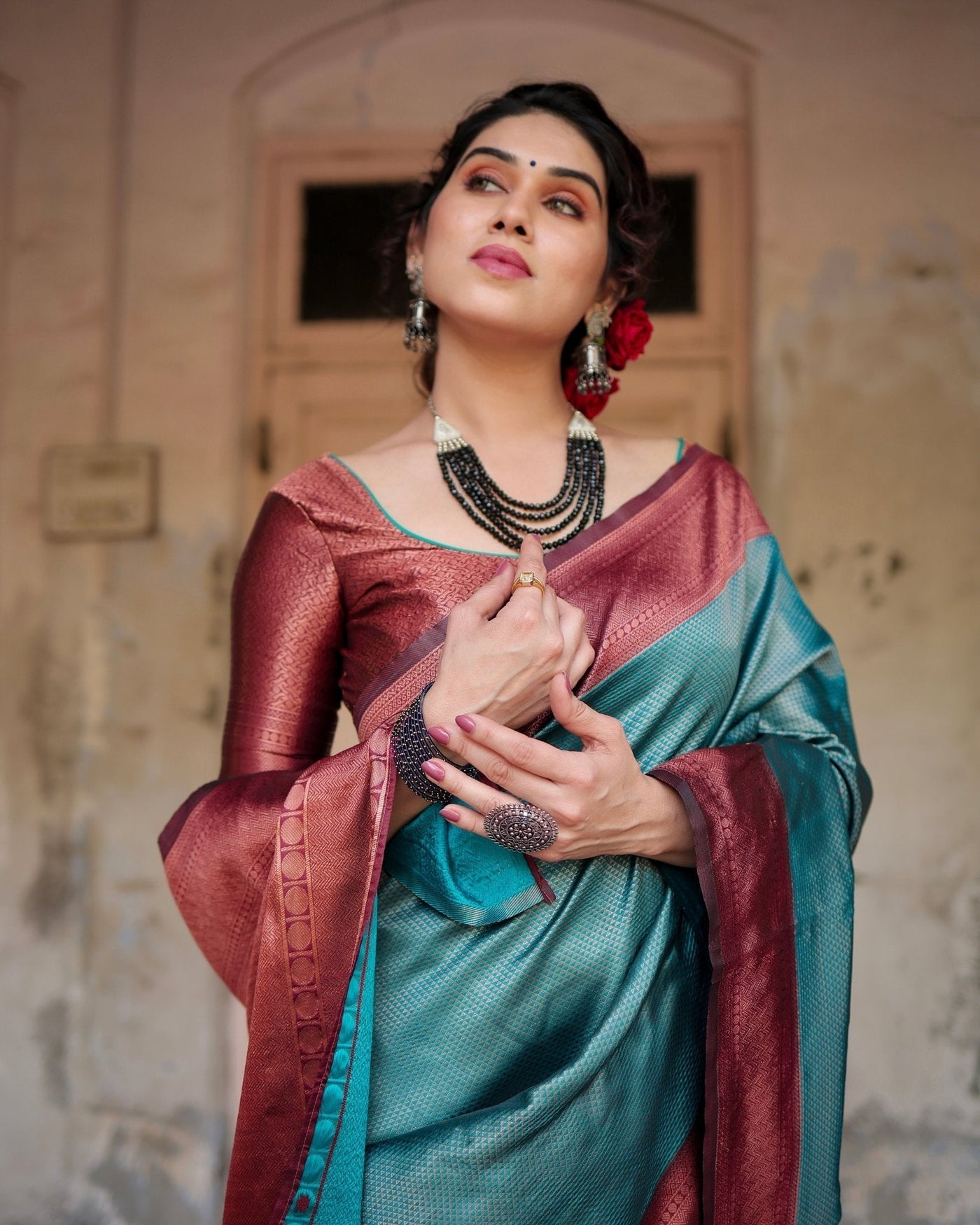 Pure Silk Saree Weaved With Zari Comes With Heavy Banarasi Brocade Blouse - Almaari Fashion