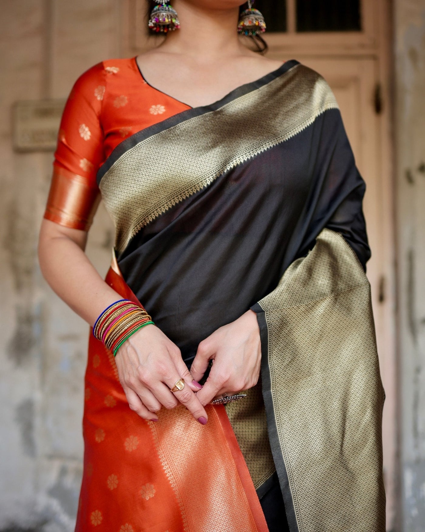 Pure Silk Saree Weaved With Zari Comes With Heavy Banarasi Brocade Blouse - Almaari Fashion