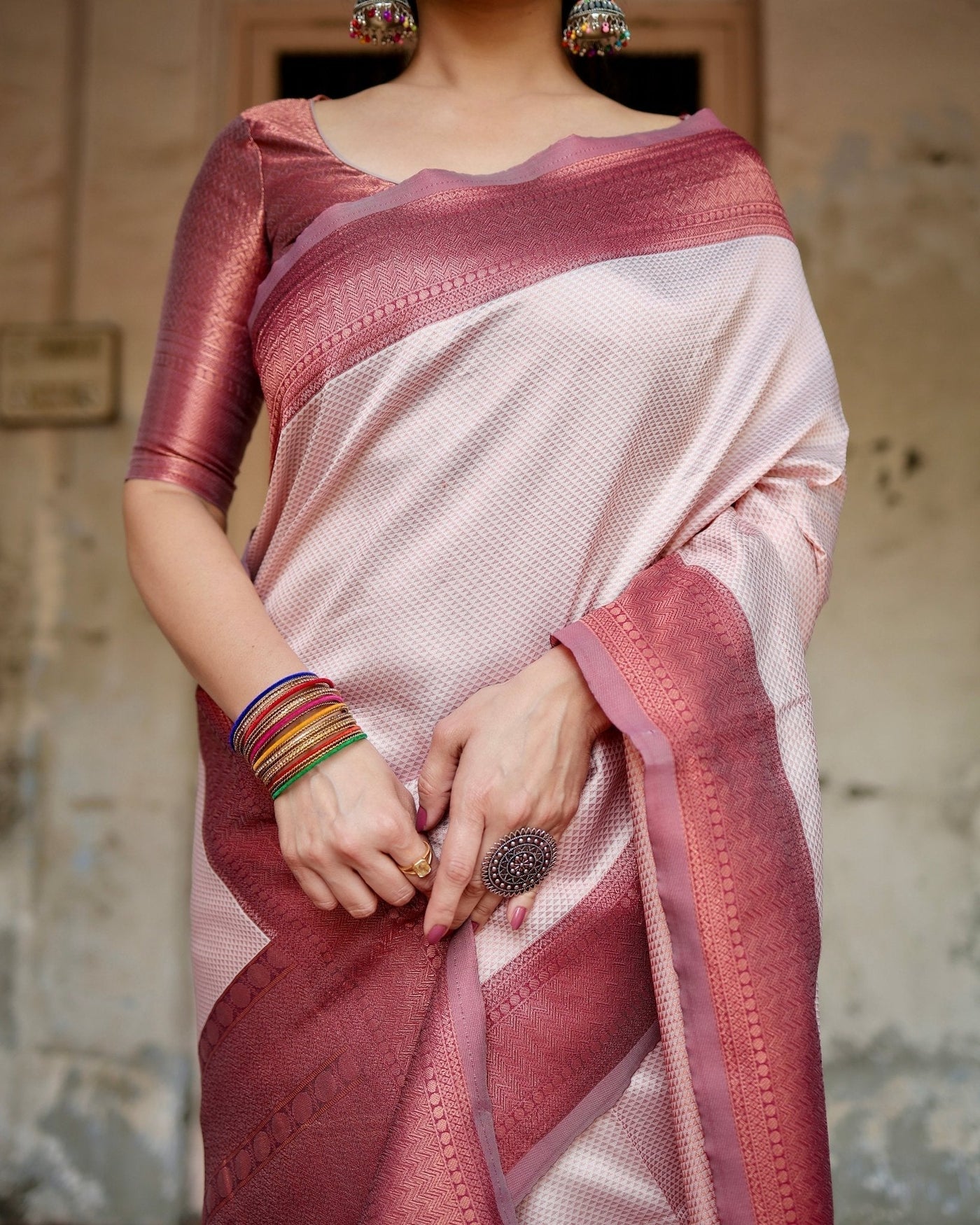 Pure Silk Saree Weaved With Zari Comes With Heavy Banarasi Brocade Blouse - Almaari Fashion