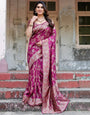 Pure Banarasi Silk Saree Weaved With Zari Comes With Heavy Banarasi Brocade Blouse