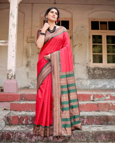 Pure Silk Saree Weaved With Zari Comes With Heavy Banarasi Brocade Blouse - Almaari Fashion