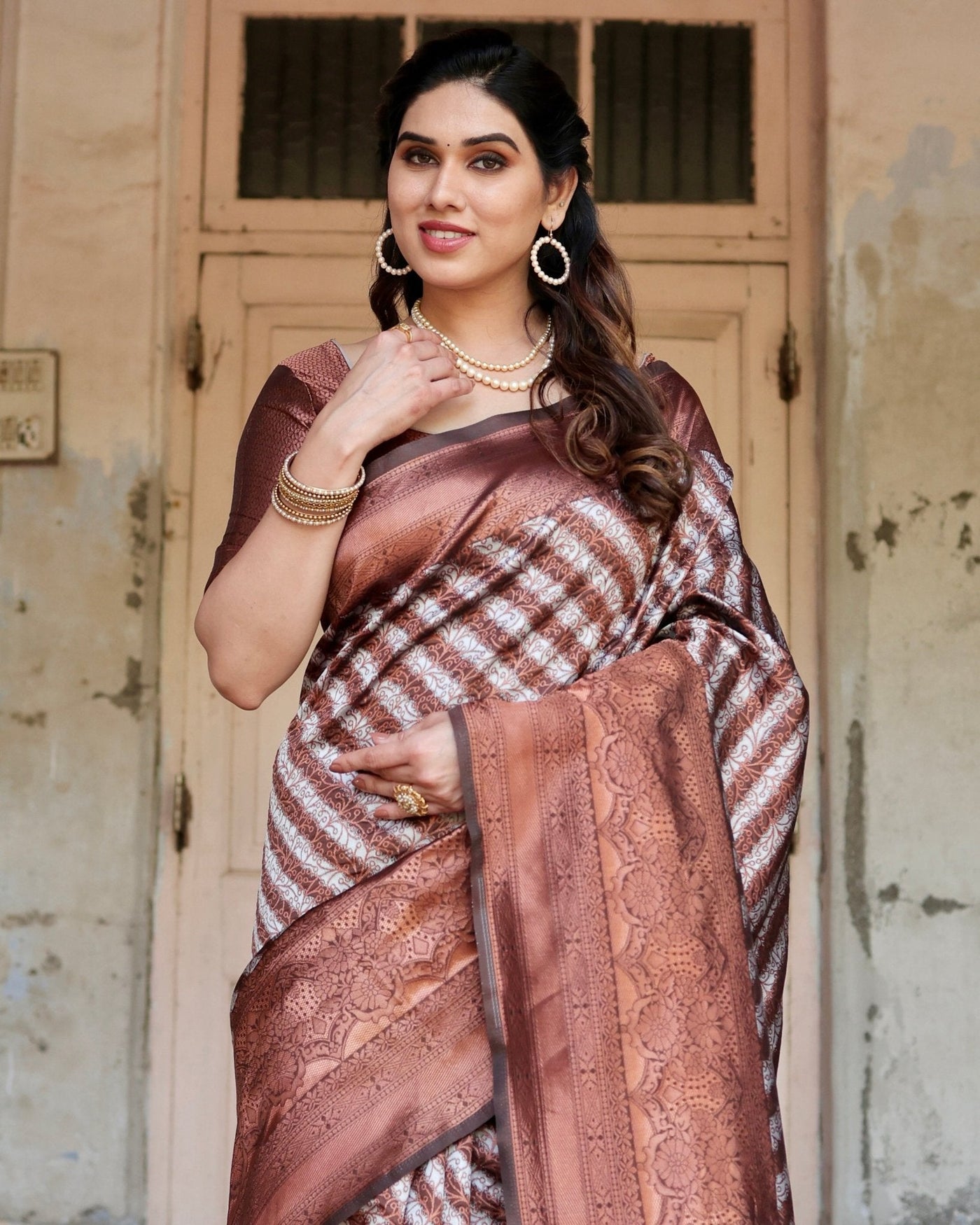 Pure Silk Saree Weaved With Zari Comes With Heavy Banarasi Brocade Blouse - Almaari Fashion