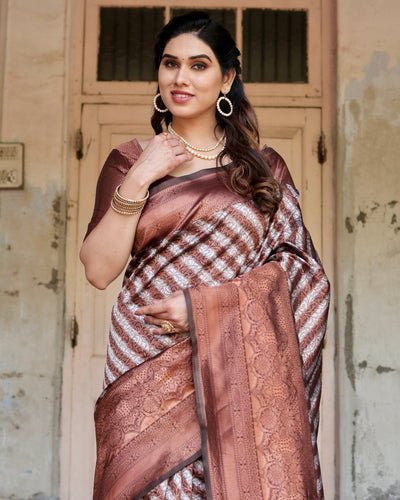 Pure Silk Saree Weaved With Zari Comes With Heavy Banarasi Brocade Blouse - Almaari Fashion