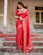 Pure Banarasi Silk Saree Weaved With Zari Comes With Heavy Banarasi Brocade Blouse