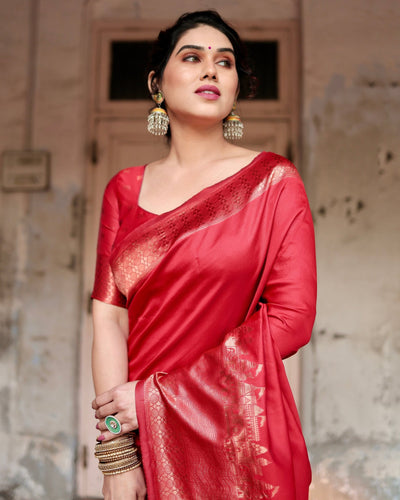 Pure Silk Saree Weaved With Zari Comes With Heavy Banarasi Brocade Blouse - Almaari Fashion