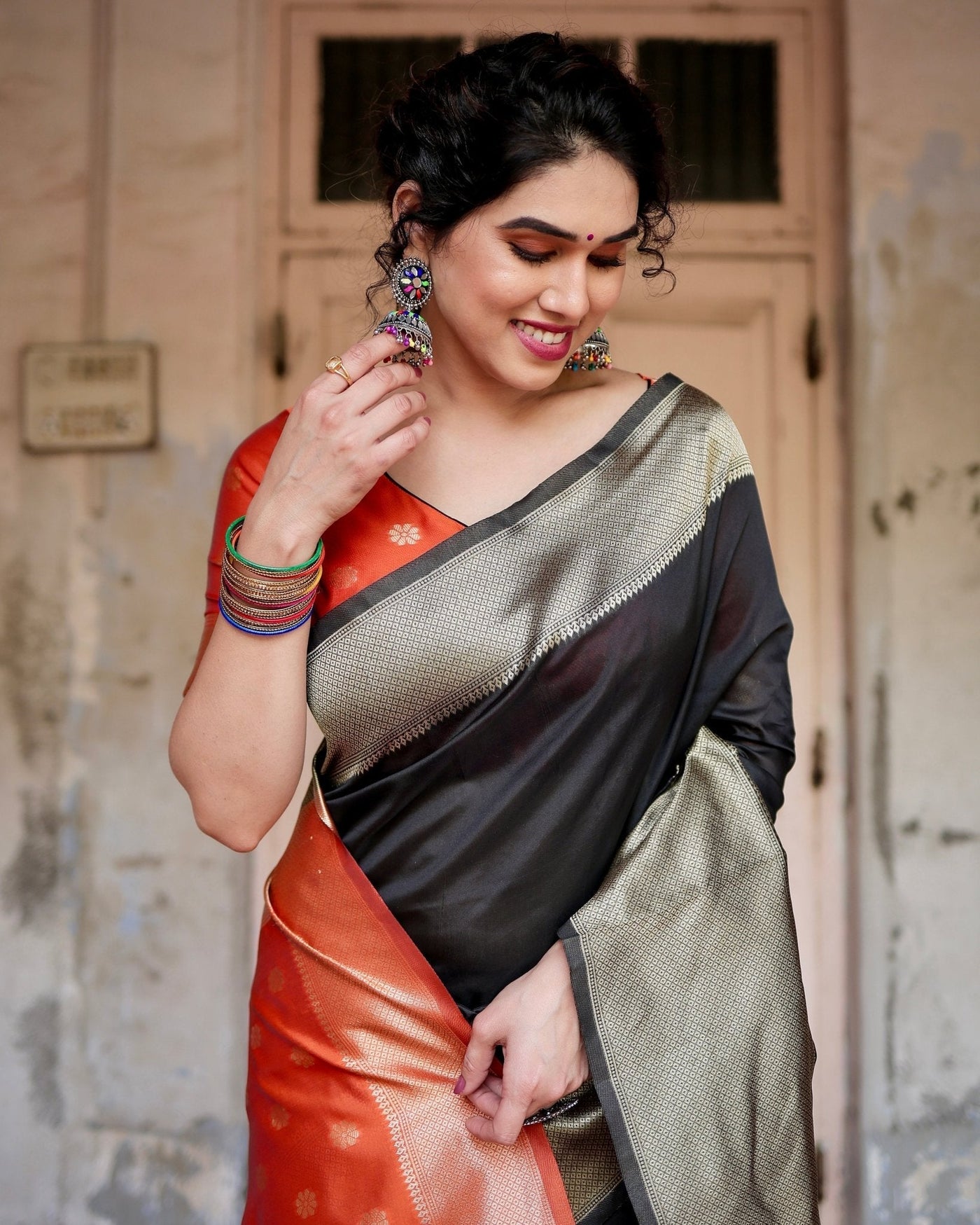 Pure Silk Saree Weaved With Zari Comes With Heavy Banarasi Brocade Blouse - Almaari Fashion