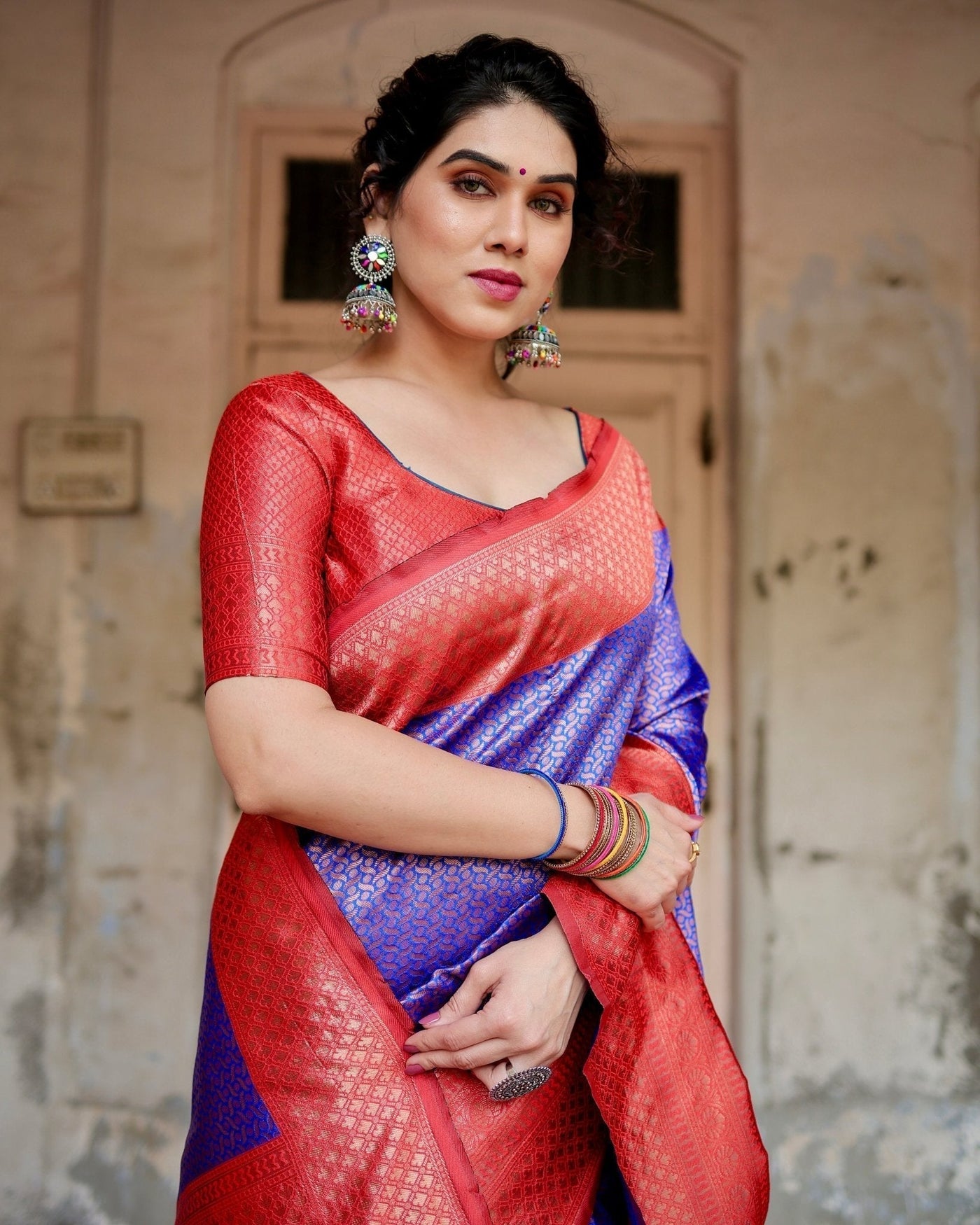 Pure Silk Saree Weaved With Zari Comes With Heavy Banarasi Brocade Blouse - Almaari Fashion