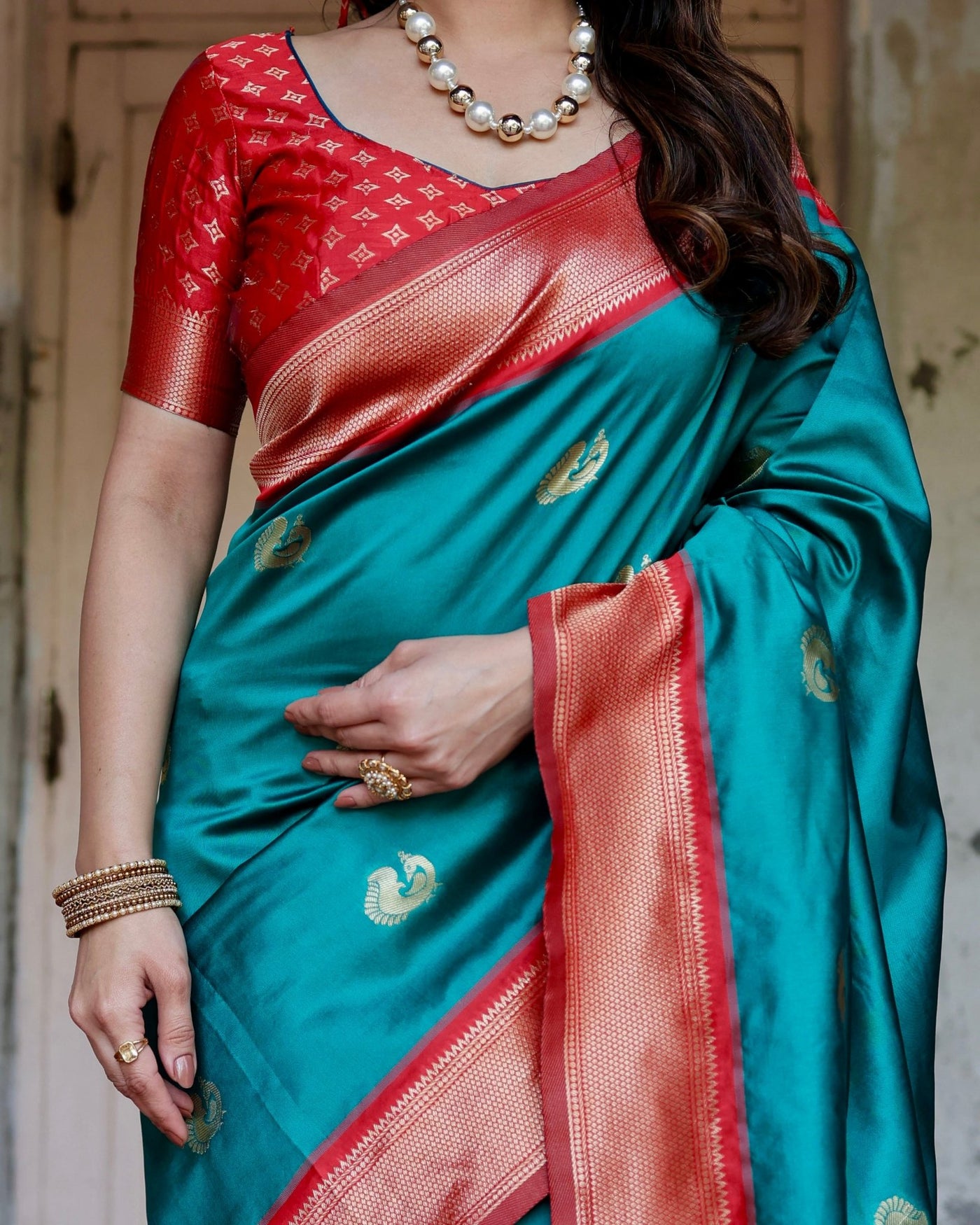 Pure Silk Saree Weaved With Zari Comes With Heavy Banarasi Brocade Blouse - Almaari Fashion