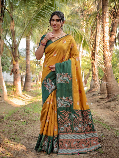 Pure Silk Saree Weaved With Zari Comes With Heavy Banarasi Brocade Blouse - Almaari Fashion