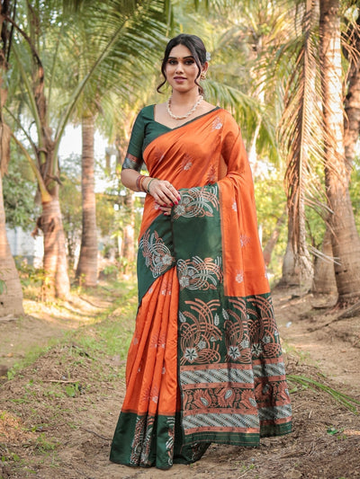 Pure Silk Saree Weaved With Zari Comes With Heavy Banarasi Brocade Blouse - Almaari Fashion