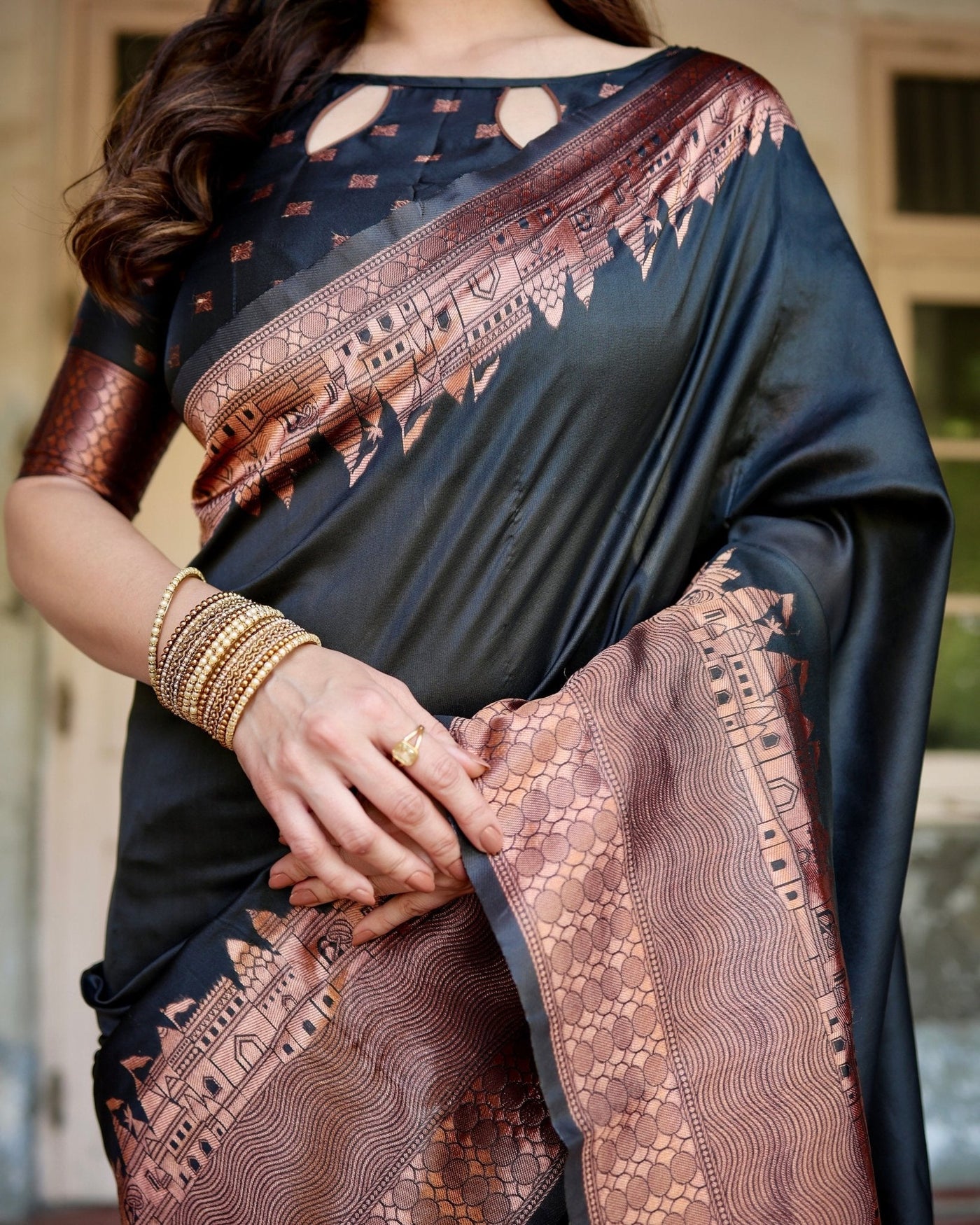 Pure Silk Saree Weaved With Zari Comes With Heavy Banarasi Brocade Blouse - Almaari Fashion