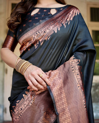 Pure Silk Saree Weaved With Zari Comes With Heavy Banarasi Brocade Blouse - Almaari Fashion