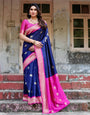 Pure Banarasi Silk Saree Weaved With Zari Comes With Heavy Banarasi Brocade Blouse