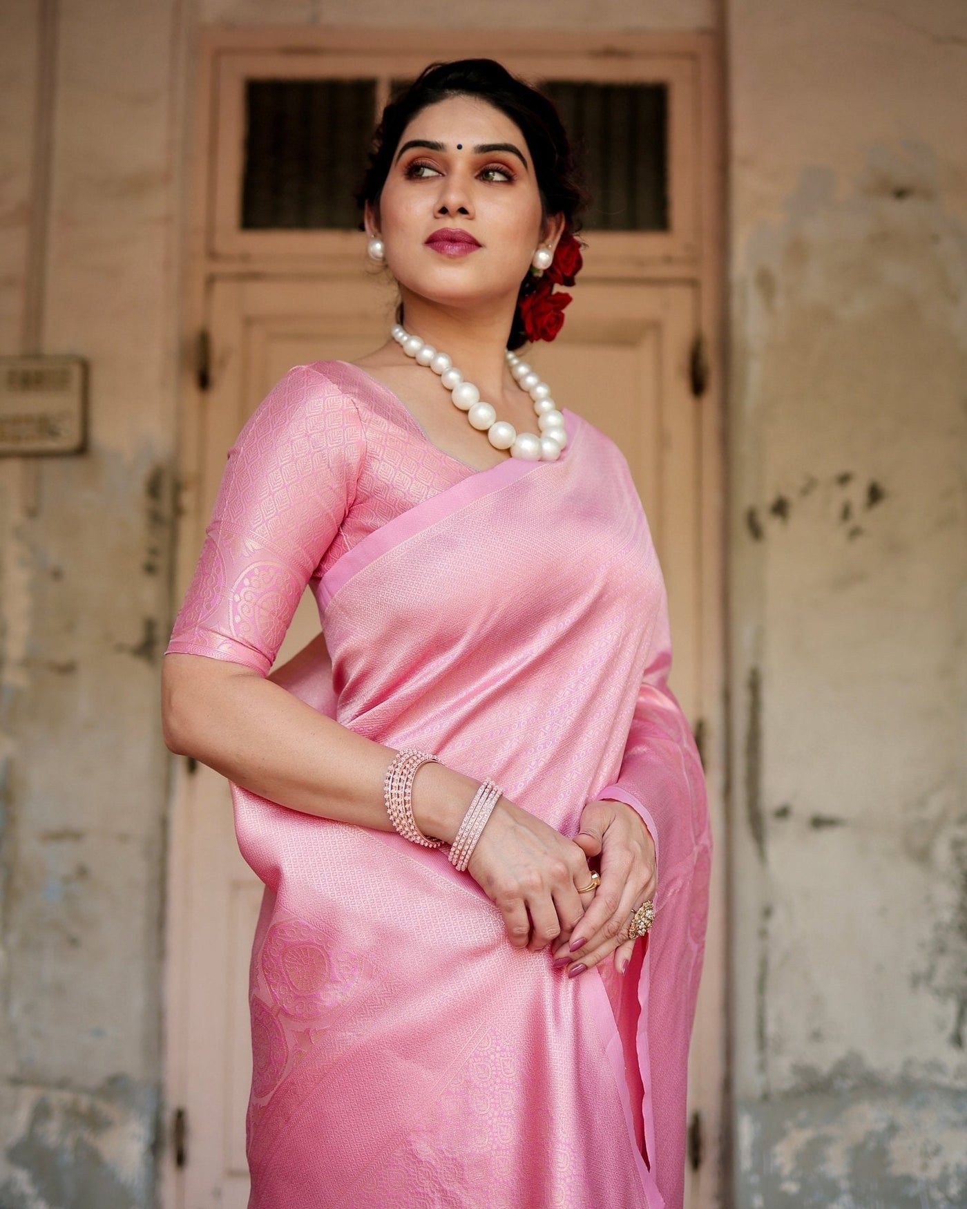 Pure Silk Saree Weaved With Zari Comes With Heavy Banarasi Brocade Blouse - Almaari Fashion