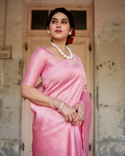 Pure Silk Saree Weaved With Zari Comes With Heavy Banarasi Brocade Blouse - Almaari Fashion