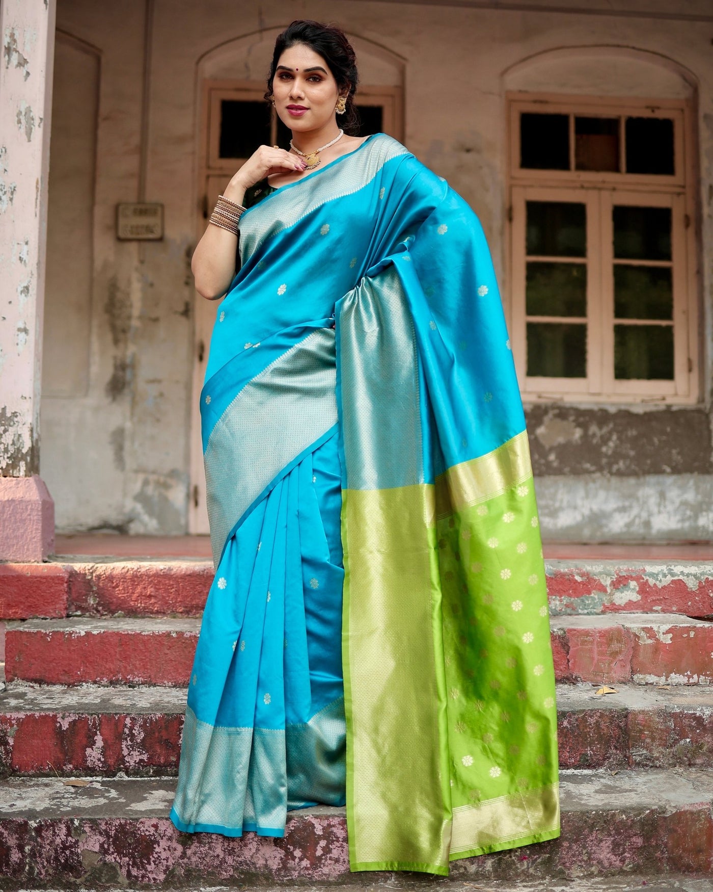 Pure Silk Saree Weaved With Zari Comes With Heavy Banarasi Brocade Blouse - Almaari Fashion