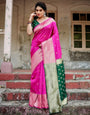 Pure Banarasi Silk Saree Weaved With Zari Comes With Heavy Banarasi Brocade Blouse