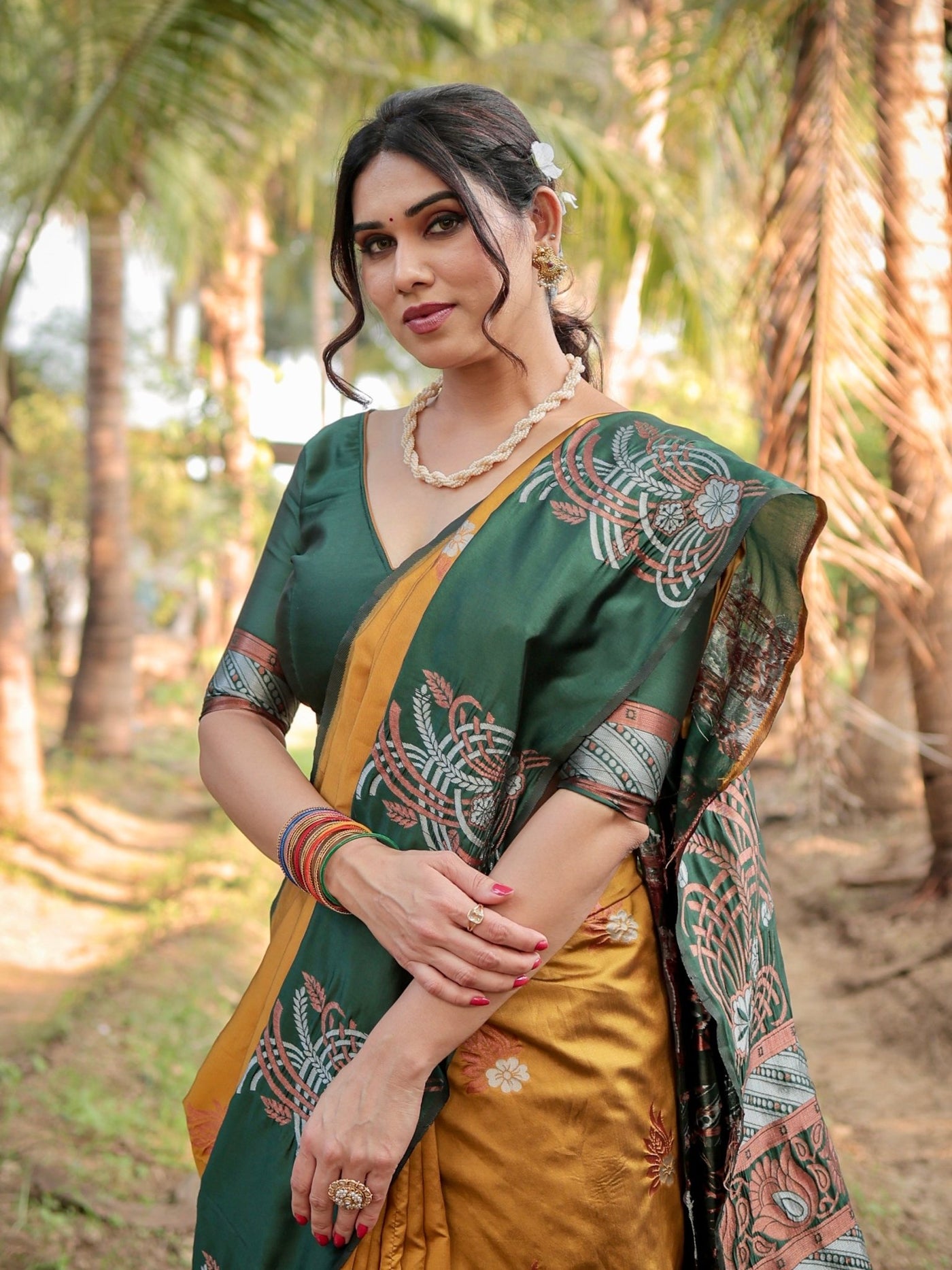 Pure Silk Saree Weaved With Zari Comes With Heavy Banarasi Brocade Blouse - Almaari Fashion