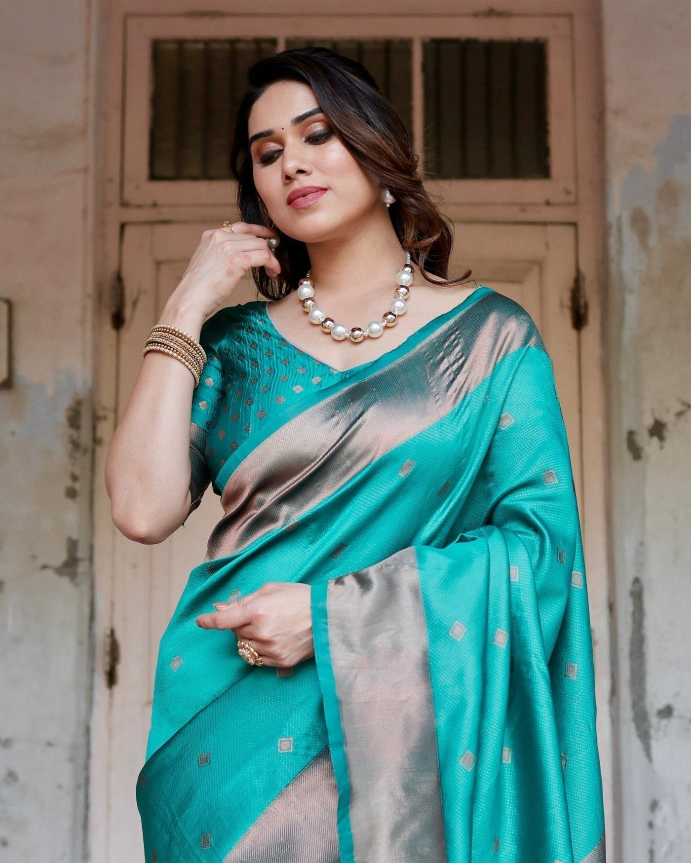 Pure Silk Saree Weaved With Zari Comes With Heavy Banarasi Brocade Blouse - Almaari Fashion